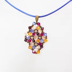 Pendant 45cm - Malvina Rhombus S-Lavender Leather - Pendant 45cm - Laiton bronze